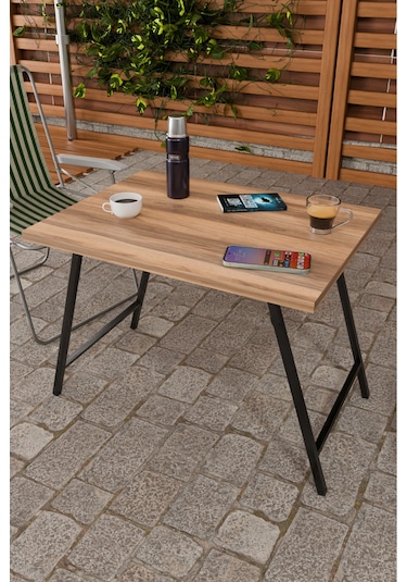 Steel Design Katlanabilir Kamp Masası 60x45 Cm Taşınabilir Bahçe, Balkon, Piknik Ve Kamp Masası Katlanır Portatif Masa + Taşıma Çantası Hediye Ceviz