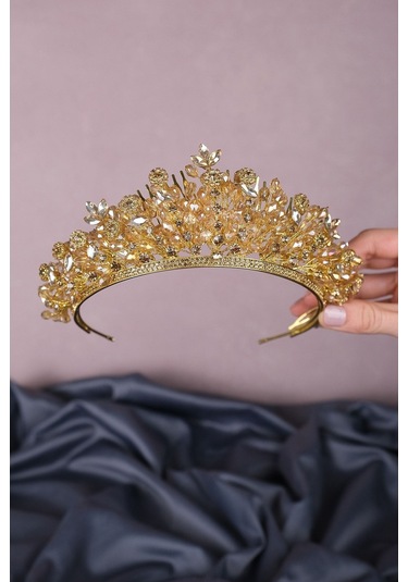 FdayAksesuar En Güzel Gelinlere Özel Akbahar Kristal Boncuklu Gelin Kına Tacı FRDY31656