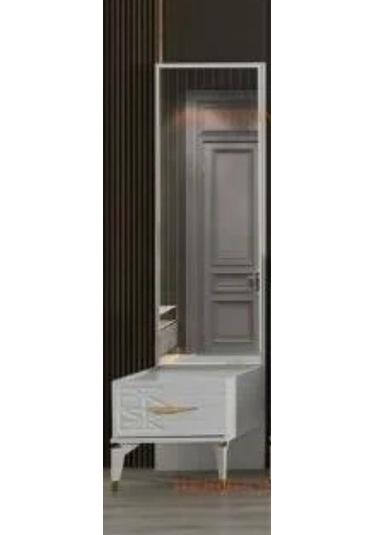 Laleli Beyaz Boy Aynası Beyaz