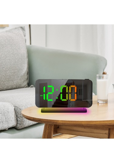 Padalink Siyah Rgb Led Işıklandırmalı Ev Dekorasyon Saati, Renkli Gece Lambası Ve Saat Projeksiyonu Fonksiyonlu Ev Aletleri Diğer