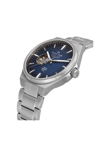 Nacar Safir Cam Klasik Gümüş Erkek Kol Saati Nc33-258378-alm