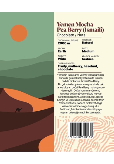 Yemen Mocha Pea Berry Ismaili Yöresel Filtre Kahve 250 Gr. Çekirdek Kahve