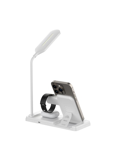 Bix Bxmw8 15w Manyetik Kablosuz Led Lambalı Şarj Standı Beyaz