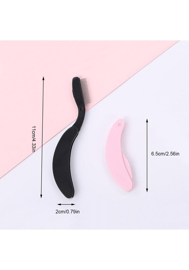 Vkemall Katlanabilir Paslanmaz Çelik Dişli Göz Kirpik Fırçası Ve Kaş Tarama Aracı - Pembe