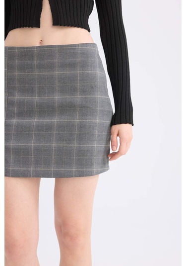 Defacto Coool Baskılı Yüksek Bel Mini Etek E1810ax24wngr206 Gri