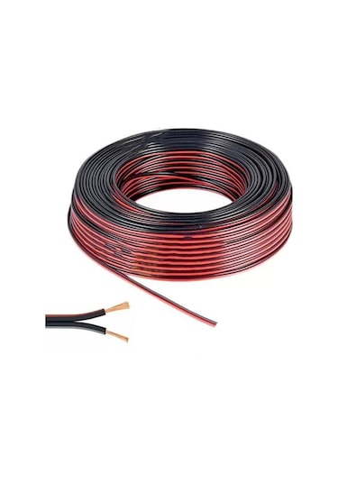 Kablo 2 X 0,75 Mm Bitişik Yassı Kordon Hoparlör Kablosu Siyah Bakır 5 Metre Diğer