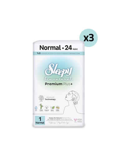 Sleepy Bio Natural Premium Plus Hijyenik Ped Süper Avantaj Paketi Normal 72 Adet