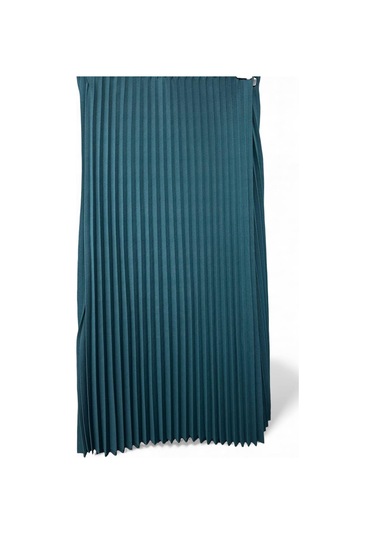 Eren Style Pileli Pamuklu Diyagona Beli Lastikli Etek 95 Cm - 38-50 Petrol Mavisi