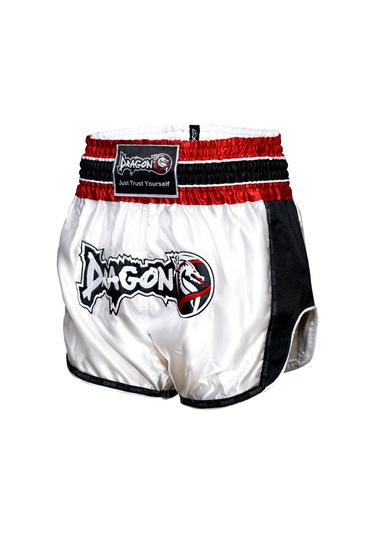 Dragondo Mt3075 Retro Neo Muaythai Şortu Beyaz Muay Thai Şort Beyaz