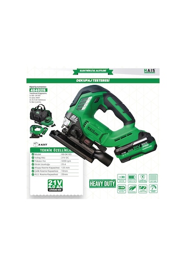 Haispro Akülü Dekupaj Testeresi Rb-dk185 Çift Akülü