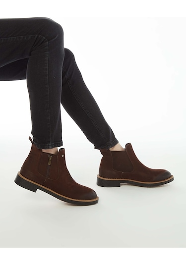 Tamer Tanca Erkek Hakiki Deri Kahverengi Nubuk Casual Bot 572 1727 B ERK BOT Kahverengi