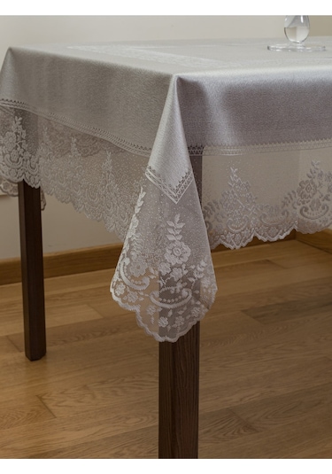 Çini Desenli Örme Leke Tutmazmasa Örtüsü Gri