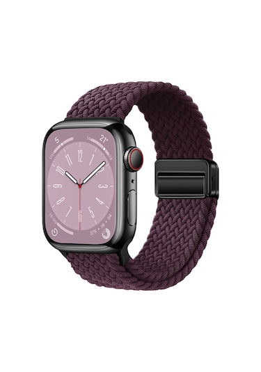 Watch 44mm Zore Krd-134 Örgü Tasarımlı Hasır Kordon Strap Kayış - Koyu Mor
