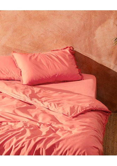 Madame Coco Sona Tek Kişilik Püsküllü Nevresim Takımı Mercan