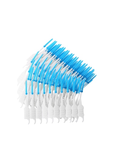 Sones 200 Adet / Kutu Çift Kafa Yumuşak Silikon Spiral Diş İpi Taşınabilir Diş Bakımı Temizleme Aracı