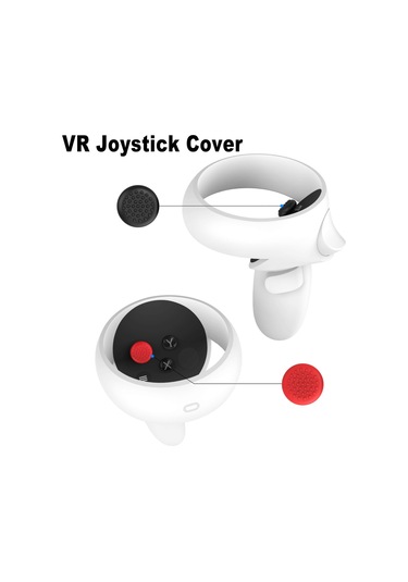 Vr Silikon Göz Maskesi + Lens Koruyucu Kapak + Joystick Şapkası, Meta Quest 2 İçin Beyaz