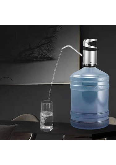 Paslanmaz Çelik Şarjlı Otomatik Damacana Su Pompası Gri
