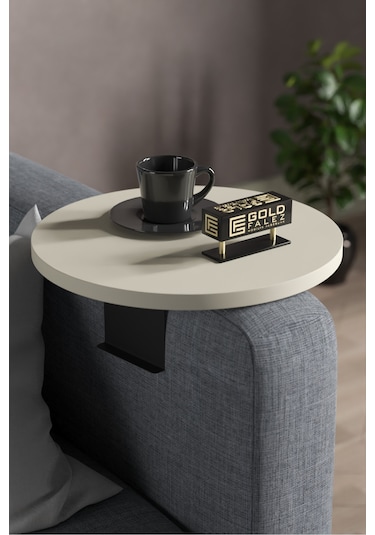 Zigon Sehpa Yan Sehpa Ayarlanabilir Tepsi Dekoratif Modern Tepsi Krem Krem