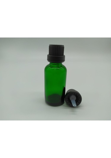 30Ml Cam Yeşil Şişe İçten Damlatma Kapaklı (10 Adet)