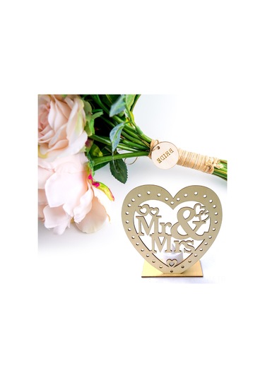 Suofeng Ahşap Ev Dekorasyonu Aşk Formu Mr & Mrs Işıklı Led Mumlu Nikah Özel Heykeli Çok Renkli