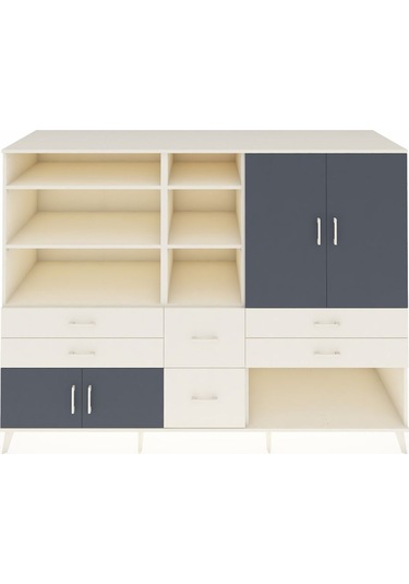 Kronos Dolap 10 Raflı 6 Çekmeceli 4 Kapaklı 220x59x163 Aytaşı-ant Aytaşı-antrasit/aytaşı