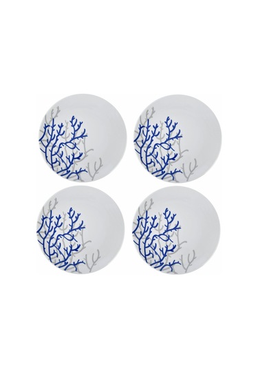 Mercan Tabak &çay Kahve Seti 20 Parça 4 Kişilik Beyaz - Mavi