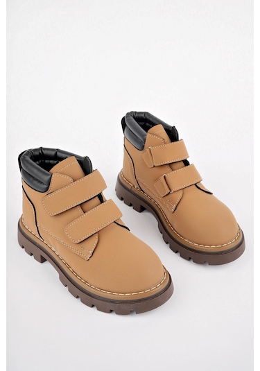 Muggo Gadget Garantili Çocuk Unisex Rahat Kalıp Soğuğa Dayanıklı Cırtlı Bot 001 Camel