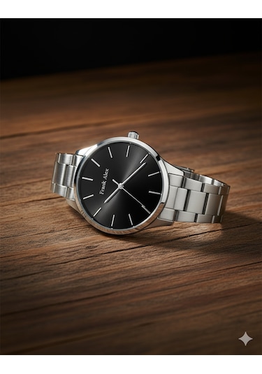 Frank Alex Erkek Kol Saati Gümüş Renk, Siyah Kadran - Fa11965m.01, 2 Yıl Garantili Gümüş