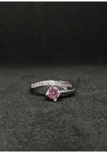 Zarif Pembe Tek Taşlı Kadın Gümüş Yüzük Şıklığı Ve Zarafeti Bir Arada" Gümüş