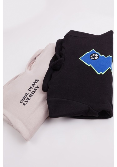 Erkek Çocuk 2'li Paket Basic Sweatshirt Krem