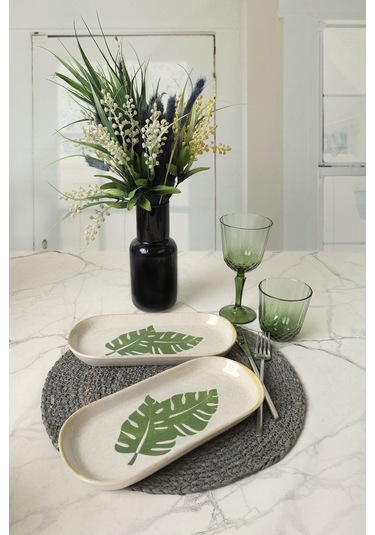Keramika Forest Noyan Kayık Tabak 26 Cm 2 Adet 22727 Yeşil
