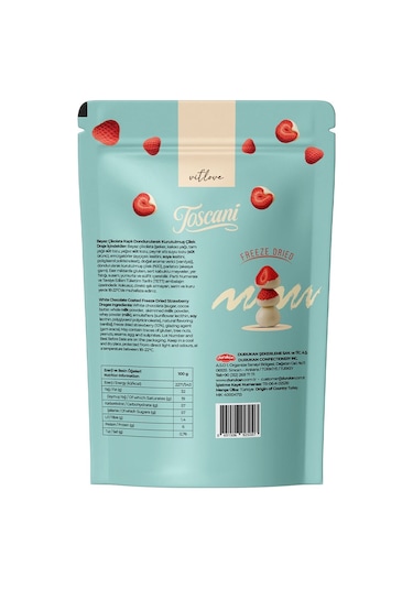 Beyaz Çikolata Kaplı Dondurularak Kurutulmuş Çilek Draje 2 X 60gr