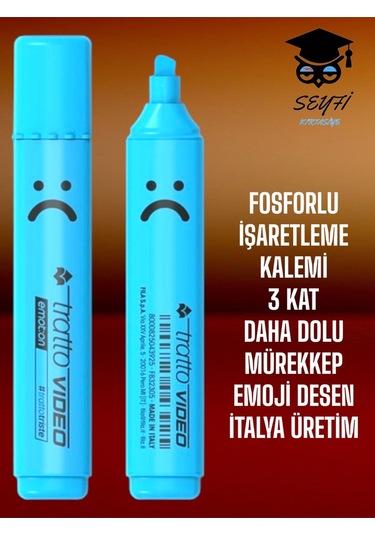 Fosforlu İşaretleme Kalemi 3 Kat Daha Dolu Mürekkep İtalya Üretim Mavi