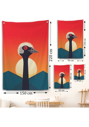 Minimal Devekuşu Duvar Örtüsü-7652