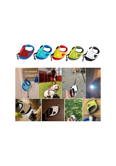 Geeroyoo Led Aydınlatmalı Uzatılabilir Köpek Tasması, Mavi, Büyük Boy, 16ft Mavi