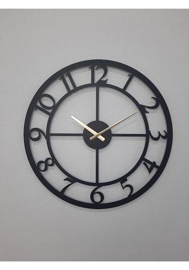 Rakamlı Metal Siyah Duvar Saati 1,5 Mm Kalınlık 60 X 60 Cm Siyah