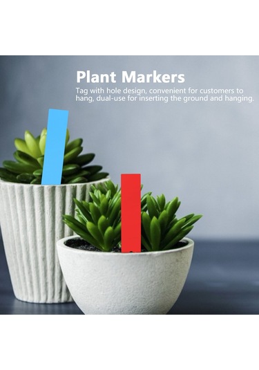 Xiyyadms Pvc Su Geçirmez Bitki Etiketleri, Çift Kullanımlı Toprağa Takma Ve Asma , Yazılabilir, 100 Adet Mavi+kırmızı