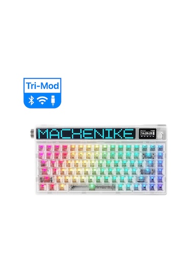 Machenike KT84-B84W Tri-Mode Gateron White Switch LCD RGB İngilizce Oyuncu Klavye