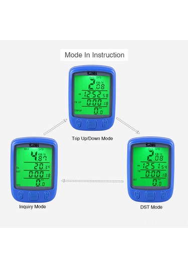Konesam Bisiklet Hızı Ve Mesafe Ölçer, Lcd Ekranlı Gece Işığı, Sd-563a Kablolu Siyah, Çok Fonksiyonlu Bisiklet Bilgisayarı Siyah