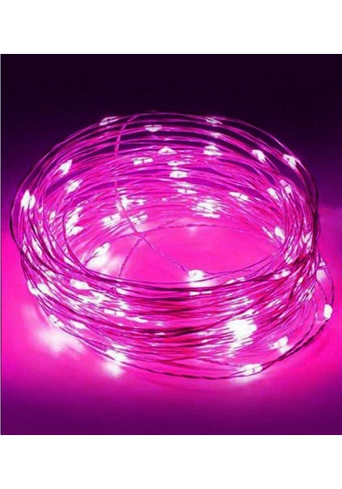 Ev Balkon Ve Parti İçin 10 Metre Pilli Pembe Renk Peri Led Yılbaşı Süsü Işık Pembe