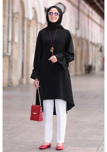 Leman Büyük Beden Tesettür Tunik Siyah