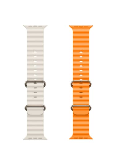Winex 2 Adet 42-49mm Yeni Nesil Akıllı Saat Kordonu Silikon Beyaz - Turuncu