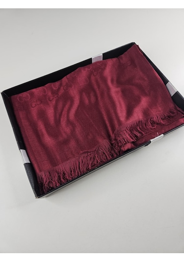 Miorel Scarfs G Desen Çift Taraflı Kaşmir İpek Şal 4 Mevsim Soft Pamuklu Şal Bordo