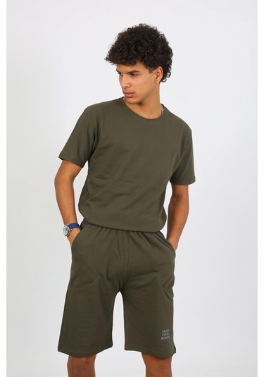 Akbeniz Erkek Pamuk Lakost Alt Üst Kaprili Pijama Takım Haki 6872 Haki