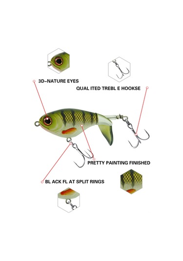 Neevoyu 75mm 17g Üst Su Süngerli Spinner Hard Bait - 6 Renkli Antikorozif İğneli 3d Gözlü Balık Yemi Seti