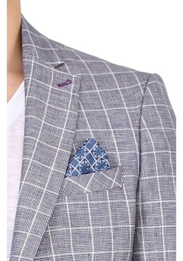 Sposo 5137 Dar Kalıp Kareli Gri Erkek Blazer Ceket Gri