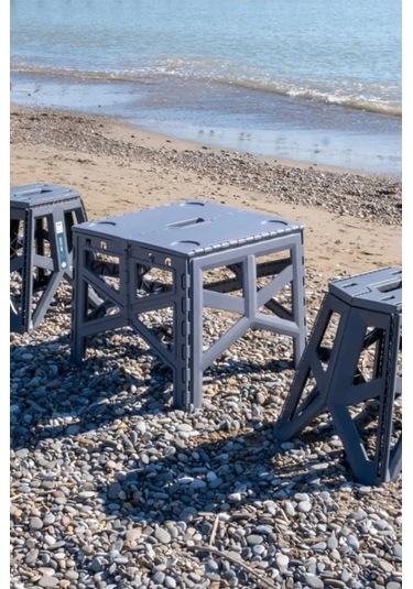 Kapris Katlanabilir Kamp Ve Piknik Sehpası Pratik Tank Masa 42x45x47cm 307 Siyah