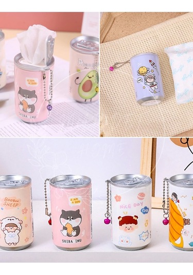 Maridet Sevimli Kutu Kola Görünümlü Islak Mendil Anahtarlık