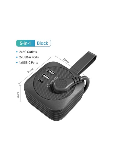 Orıco Seyahat Güç Şeridi Abd Adaptörü Akıllı Fiş Çoklu Uzatma Soket 2 Usb 2ac Usb Type C Bize Fiş