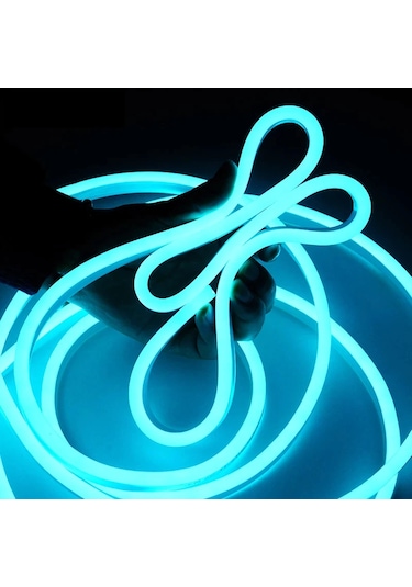 Neon Esnek Şerit Led Tak Çalıştır Kumandalı - Dimmer- Buzmavi 5 M Buz Mavisi